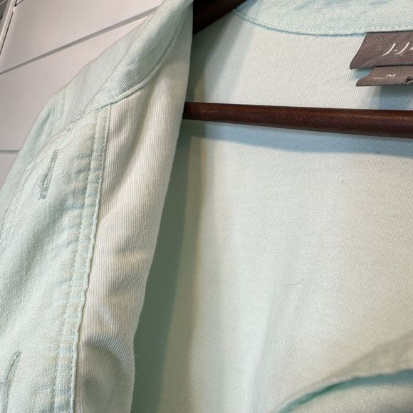J Jill Linen Top Medium LINED Heavyweight 1/4 Button Long Sleeve Henley Blue - Picture 8 of 11